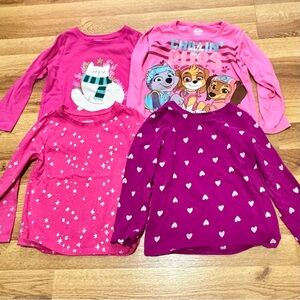 Bundle of 4: Girls' Pink Long-Sleeve Tops -including 1 Paw Patrol shirt- Size 3T